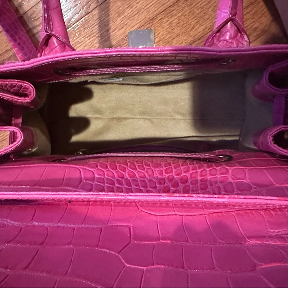 Lightly used Calfskin Crocodile Embossed Medium Rosalie Satchel Fuchsia - Picture 11 of 15